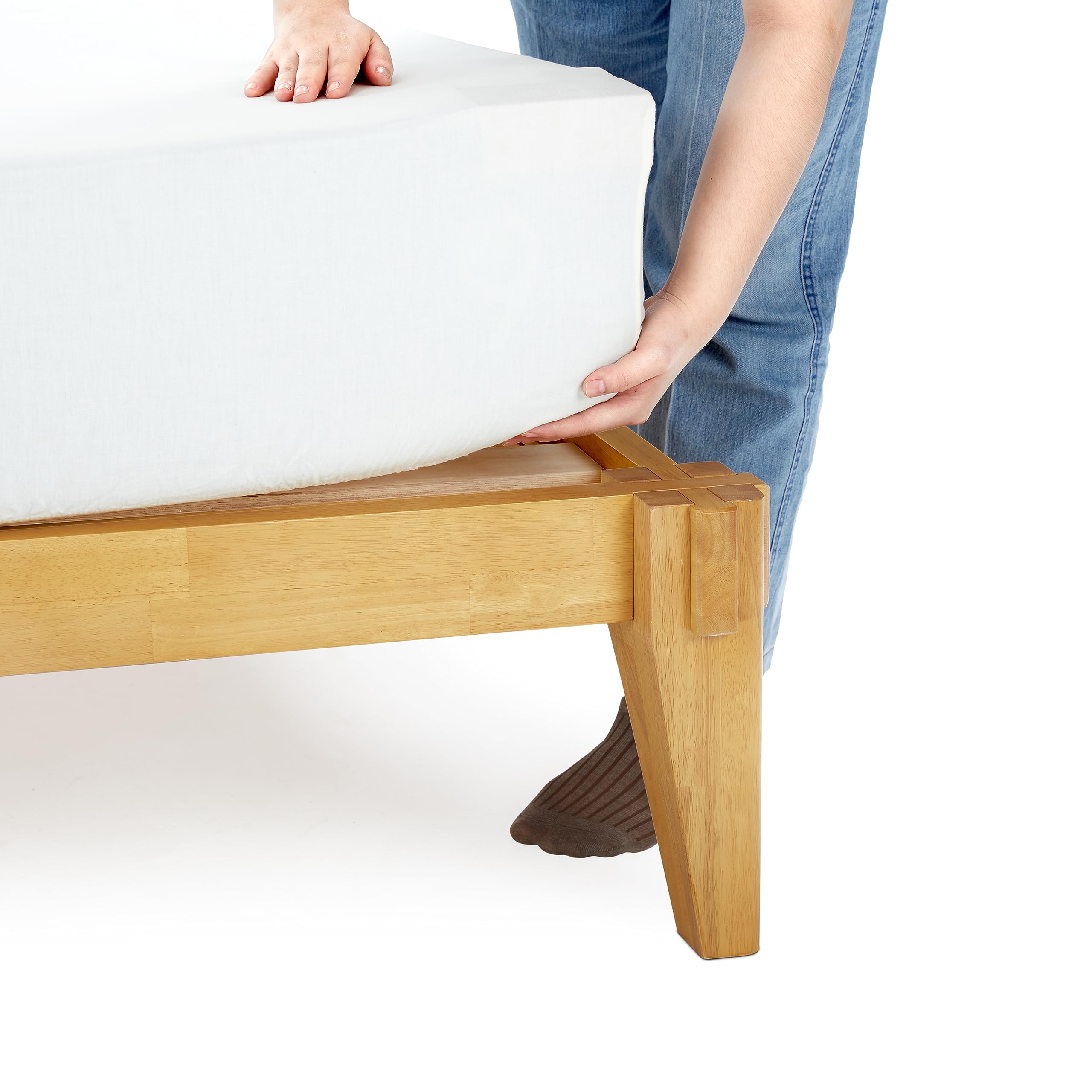 Bme Chalipa Twin Bed Frame - 14 Inch Acacia Wood Platform Bed with Slat Support, Japanese Joinery Design | No Box Spring Needed | Easy Assembly | Minimalist Modern Bohemian Style Bedroom Furniture | Perfect for Small Spaces, Guest Rooms & Kids' Rooms