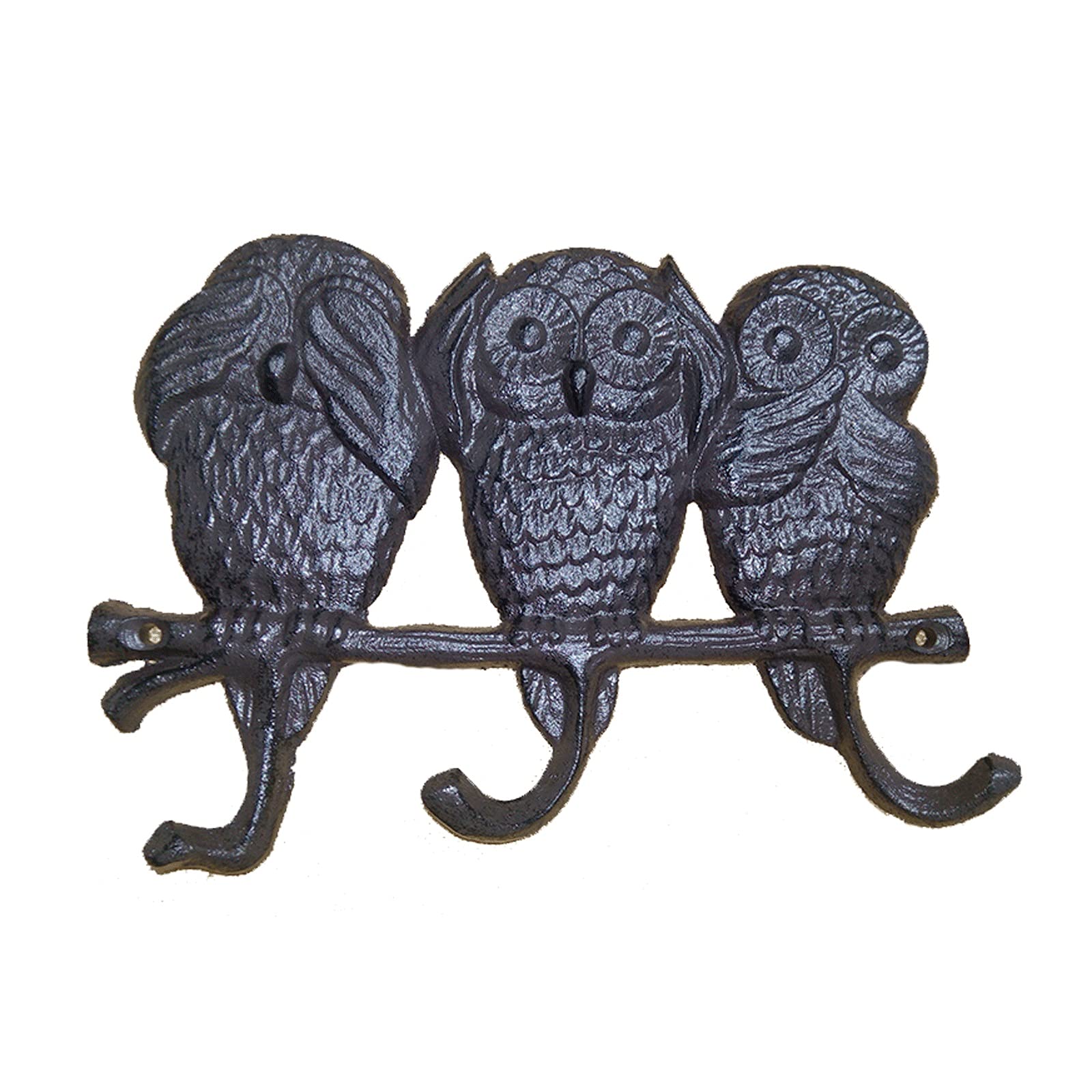 Vintage Black Cast Iron Wall Mounted Coat Rack with 3 Hooks - Antique Tree Design & Animal Figurines for Home, Entryway, and Garden Decor - Perfect for Organizing Coats, Hats, and Bags in Hallways, Mudrooms, or Bedrooms