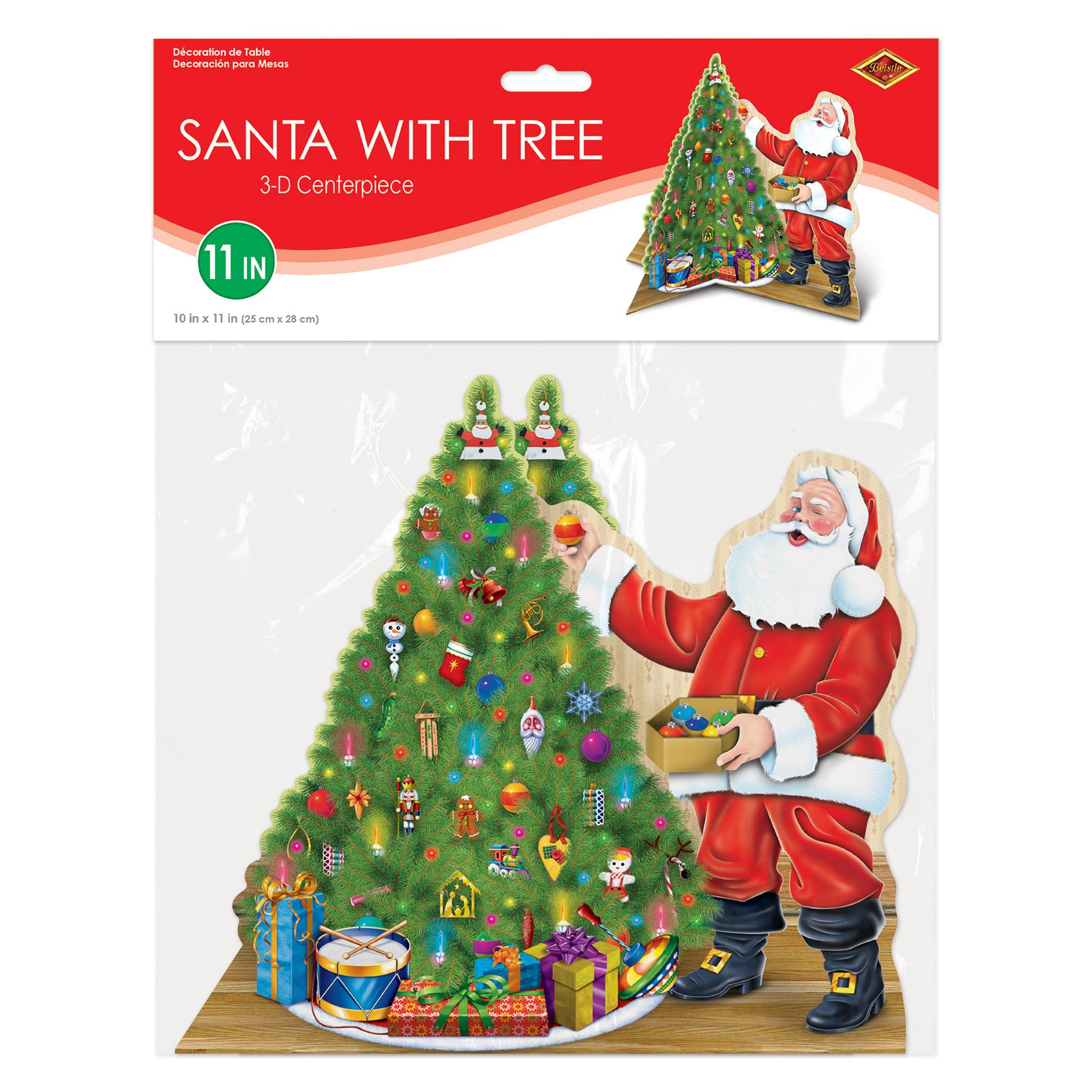 12 Pack Beistle 3D Santa with Tree Centerpiece - Christmas Table Decorations for Holiday Parties & Home Decor