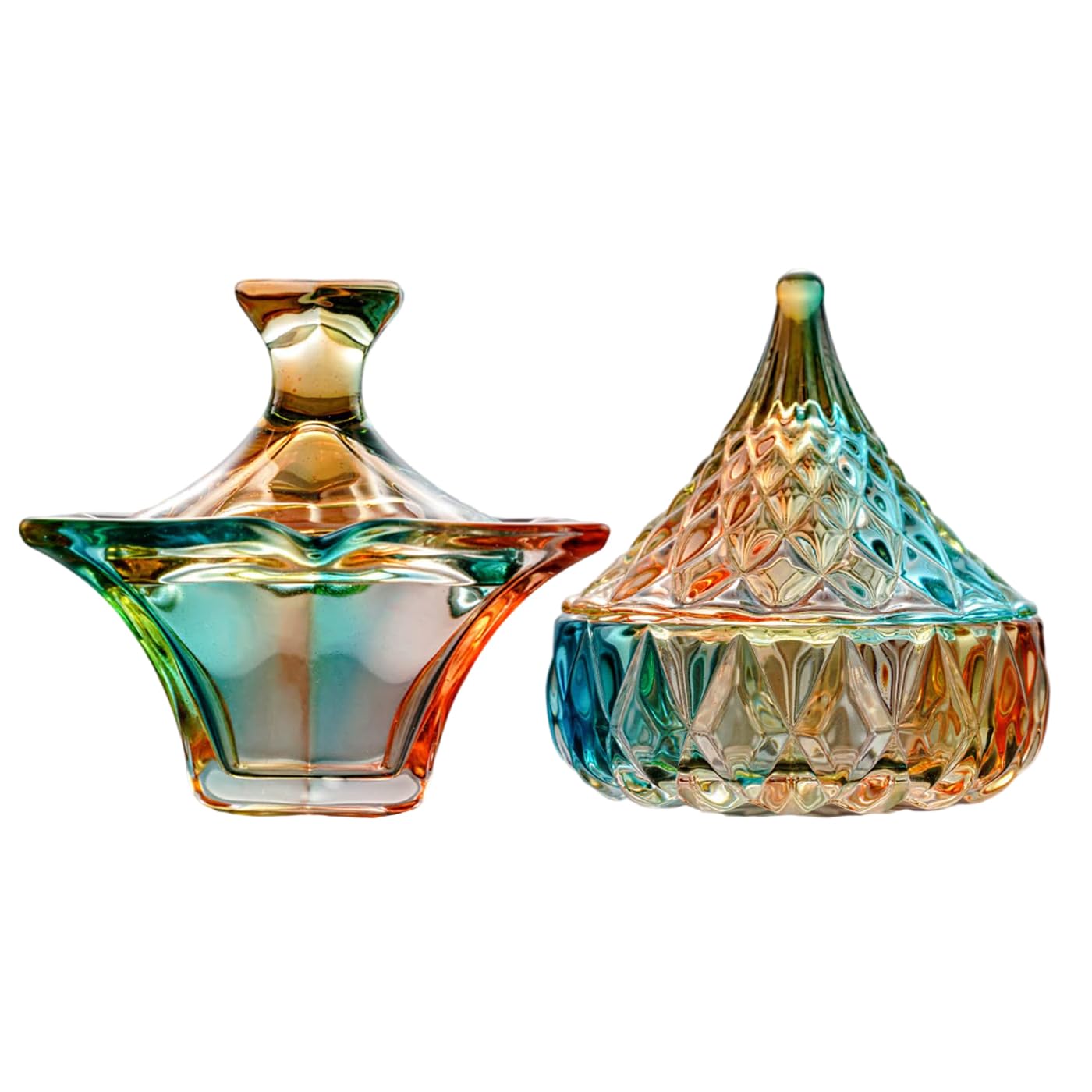 2-Pack Rainbow Glass Nail Cups with Lids - for Nail Art & Candles