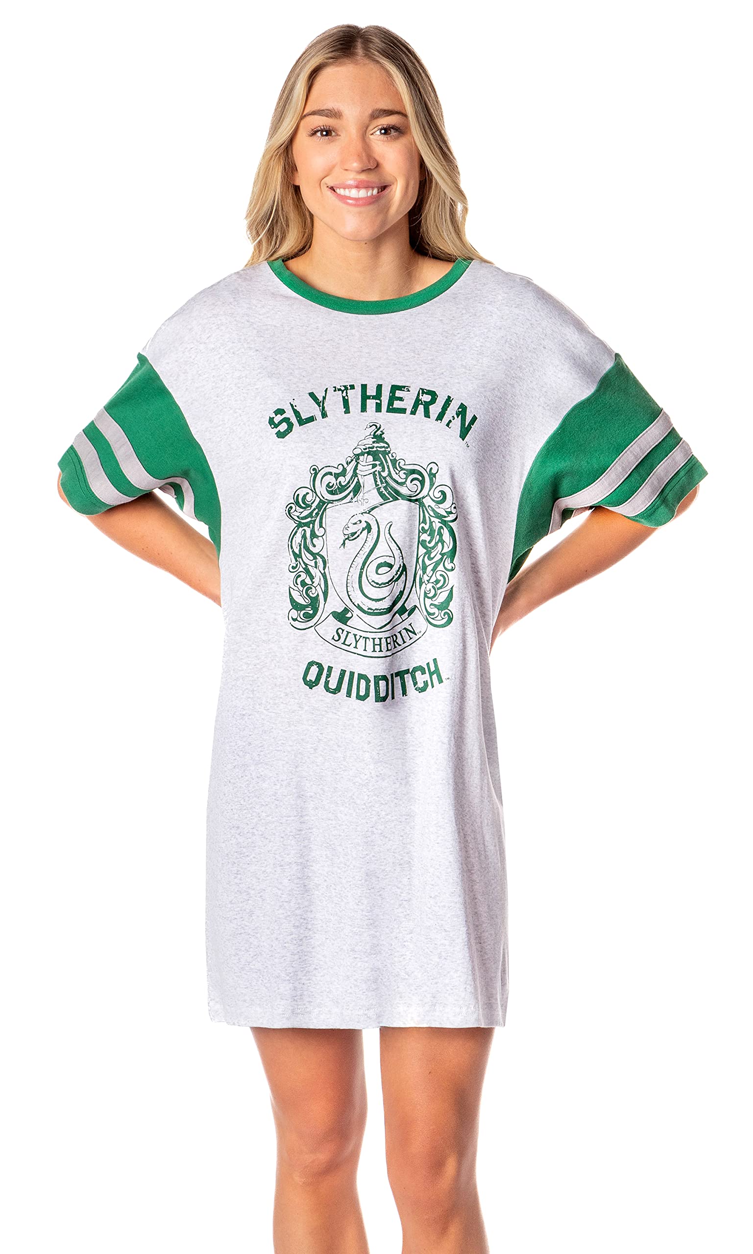 Harry Potter Women's Hogwarts Quidditch Pajama Dress - Gryffindor, Slytherin, Hufflepuff & Ravenclaw House Styles | Soft Sleepwear for Potterheads & Movie Nights