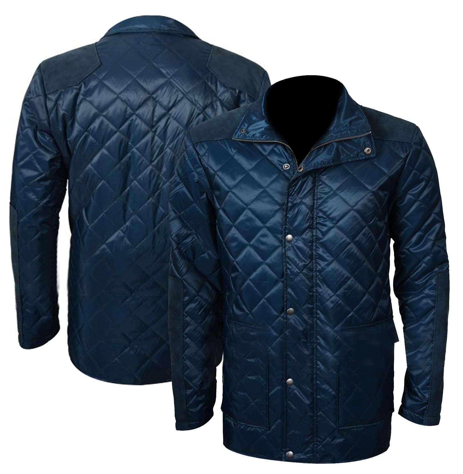 Danny Huston Sea Blue Diamond Quilted Jacket | Dan Jenkins TV Series Winter Puffer Coat for Men | Warm Insulated Outerwear for Cold Weather, Snow, and Urban Street Style