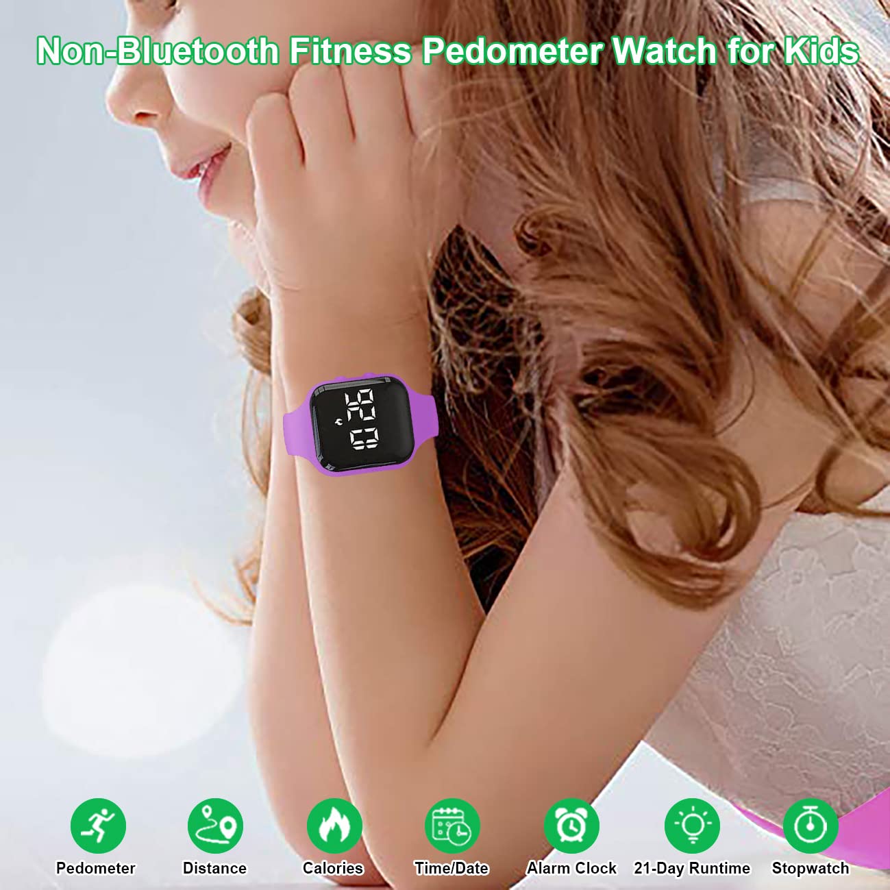 Kids Fitness Tracker Watch - Step Counter, Calorie & Distance Monitor, LED Sports Watch with Timer, 2 Alarms, 21-Day Battery Life - No App/Bluetooth Needed - Perfect for Boys & Girls Outdoor Activities, School PE & Daily Exercise