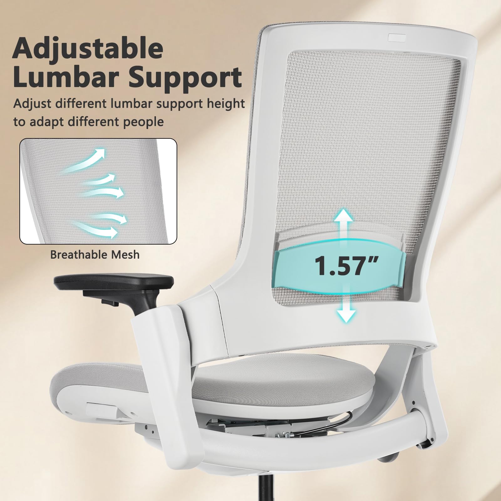 CLATINA Ergonomic Office Chair - Adjustable Swivel Executive Chair with 3D Armrests & Lumbar Support, Mesh Back Computer Desk Chair for Home Office, Conference Room & Workspace - Perfect for Long Hours of Sitting & Productivity