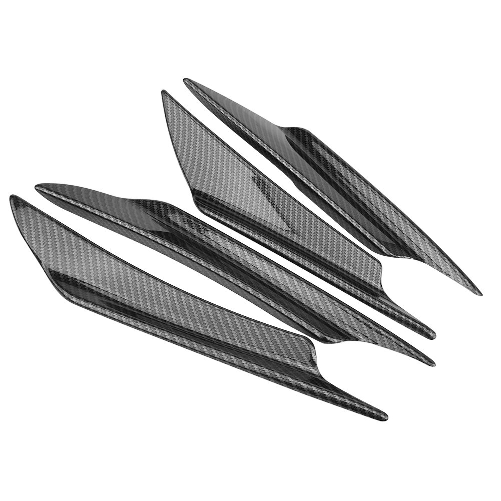 Universal ABS Front Bumper Spoiler Lip Splitter - 4Pcs Carbon Fiber Style Car Body Kit for Enhanced Aerodynamics & Sporty Look - Perfect for Sedans, Coupes & Tuner Cars