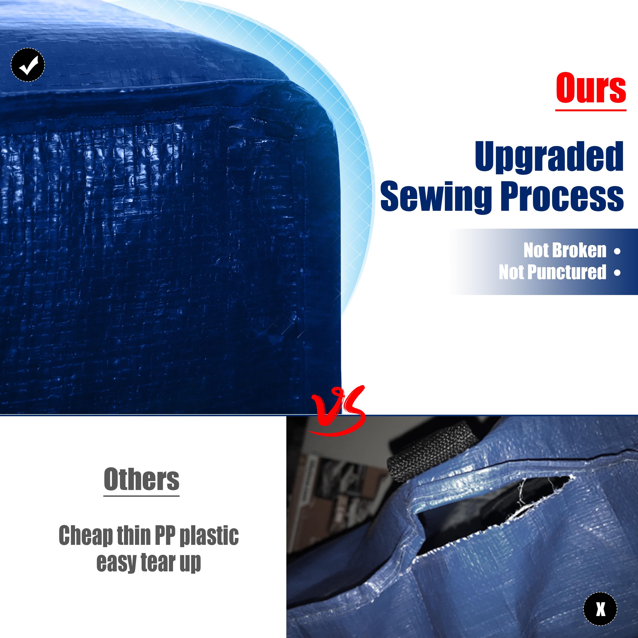8 Pack Heavy Duty Extra Large Moving Bags with Backpack Straps - Durable Storage Totes with Strong Handles & Zippers for Space Saving, Foldable Alternative to Moving Boxes (Blue) - Perfect for Home Organization, Moving, Storage & Travel