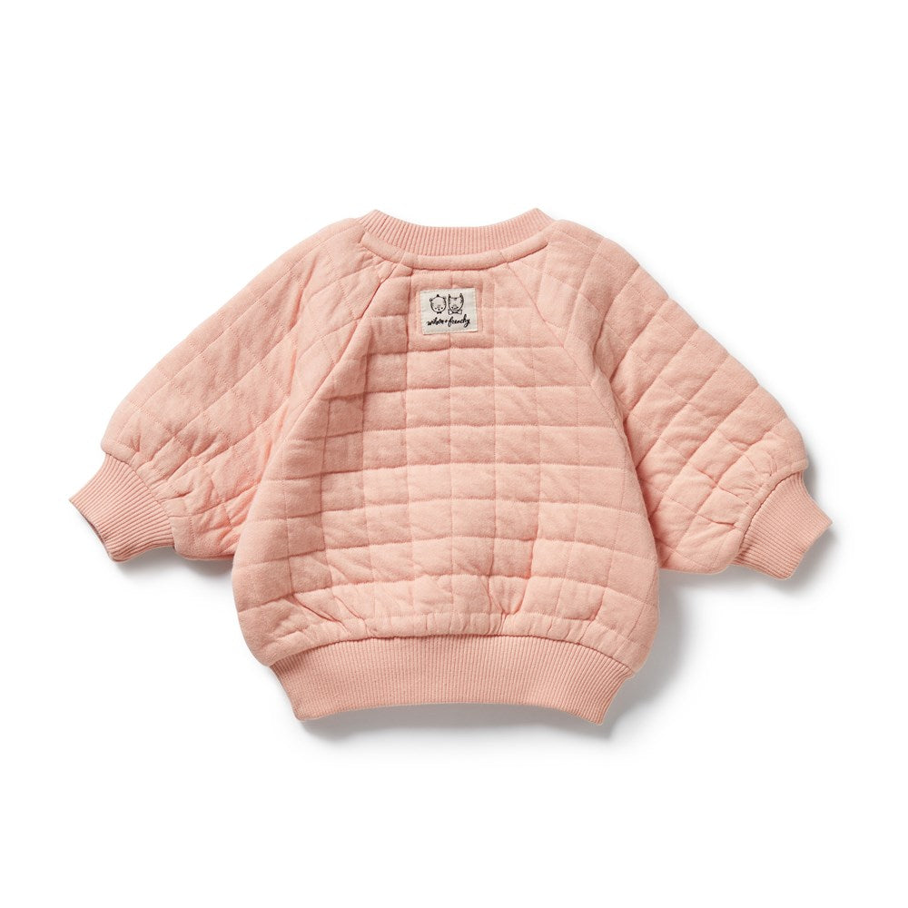 Pretty Pink Organic Quilted Sweatshirt for Women | Soft Eco-Friendly Cotton Blend | Perfect for Casual Wear, Yoga & Lounge
