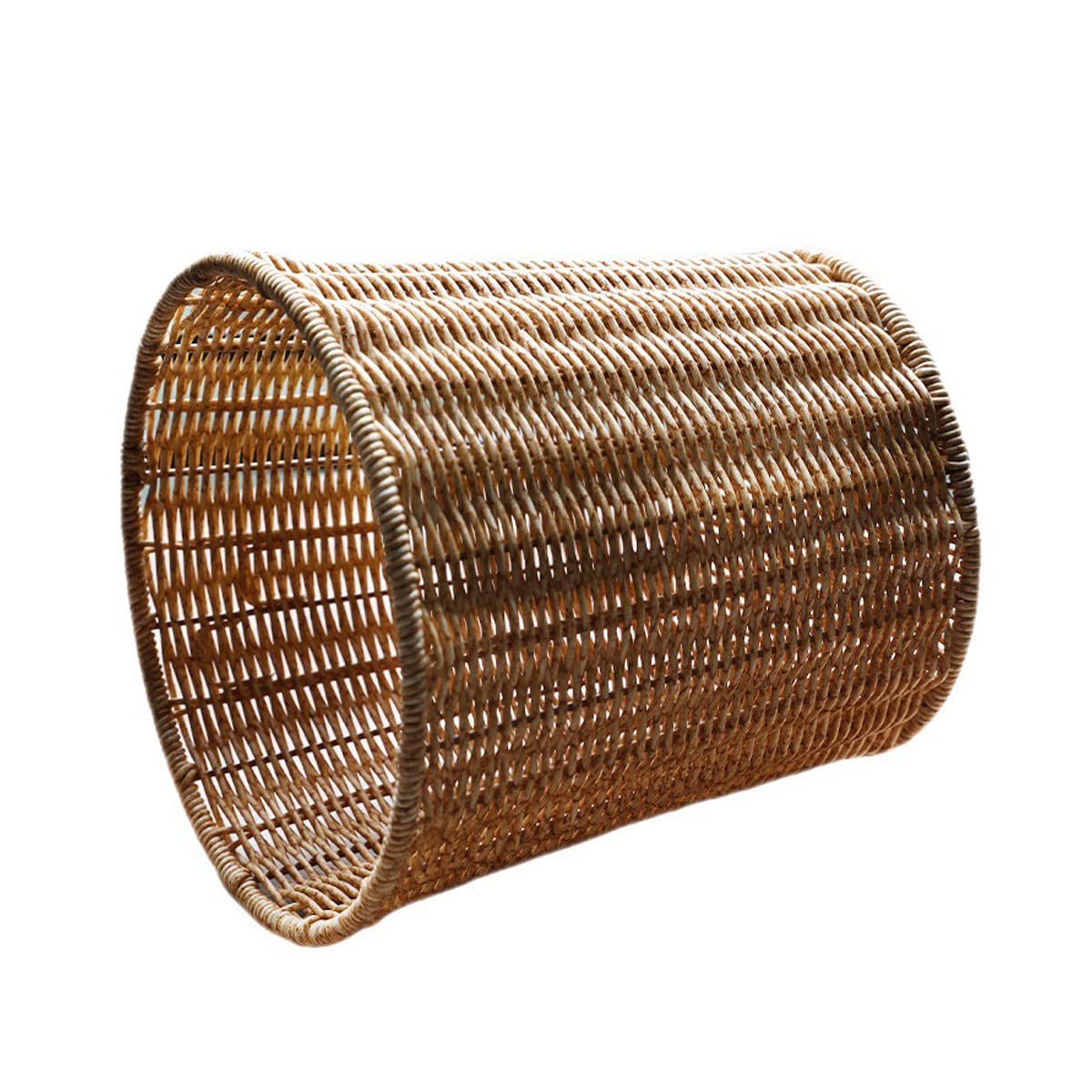 Khaki Round Storage Basket with Lid - Creative Rattan Style Organizer for Home, Office & Bathroom - Multipurpose Storage Bucket for Sundries & Closet Organization (Brown)