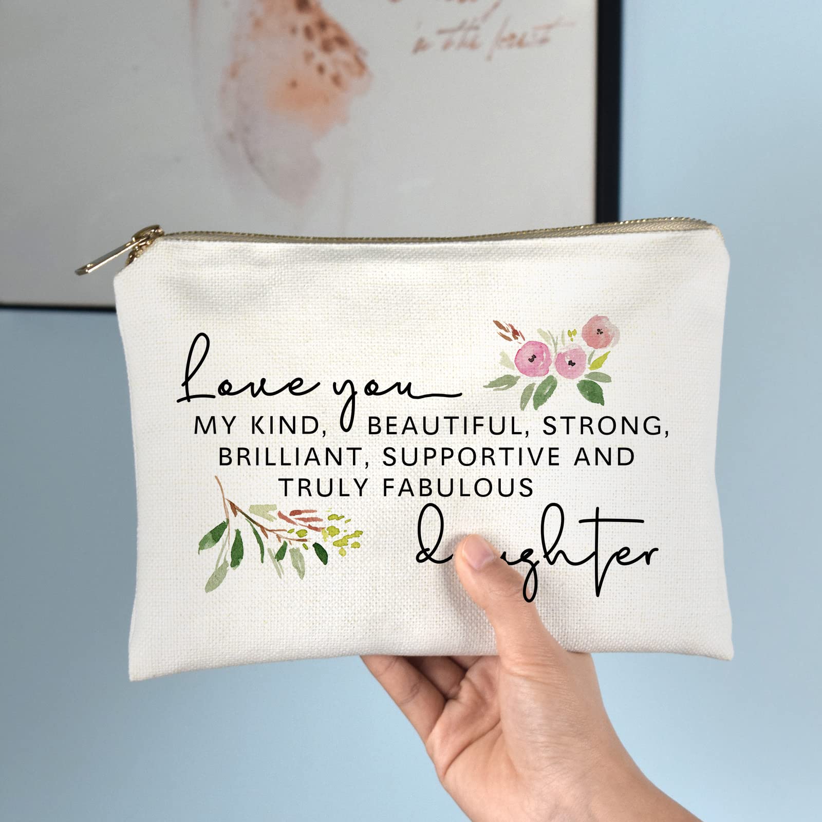 **Floral Cosmetic Bag for Women - Inspirational Birthday & Graduation Gift for Daughter, Daughter-in-Law - Perfect Makeup Pouch for Travel, Work & Daily Use**