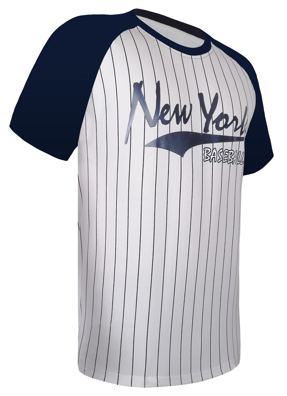 Men's Baseball Fan Crewneck Raglan T-Shirt - White & Navy - Comfortable Casual Wear for Game Day & Street Style