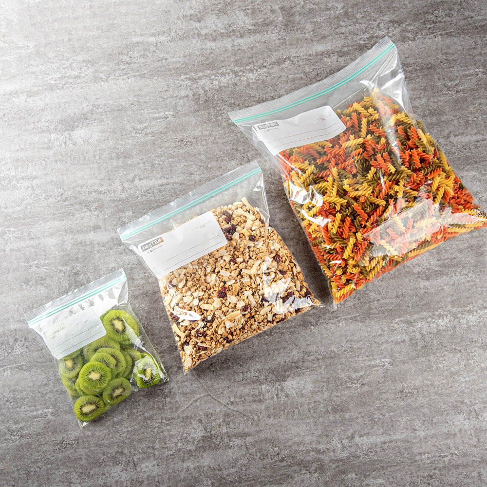 Bag Tek 1 Gallon Clear Plastic Zip Bags with Double Zipper, Write-On Label, BPA Free (10 3/4 x 10 1/2 Inches) - 25 Count Box | Perfect for Food Storage, Organizing Crafts & Office Supplies