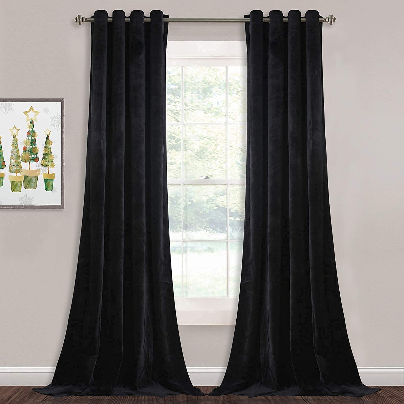 StangH Velvet Curtains with Tiebacks Set - Blackout Window Drapes for Living Room & Bedroom - Soft Luxury Fabric for Home Decor & Light Blocking