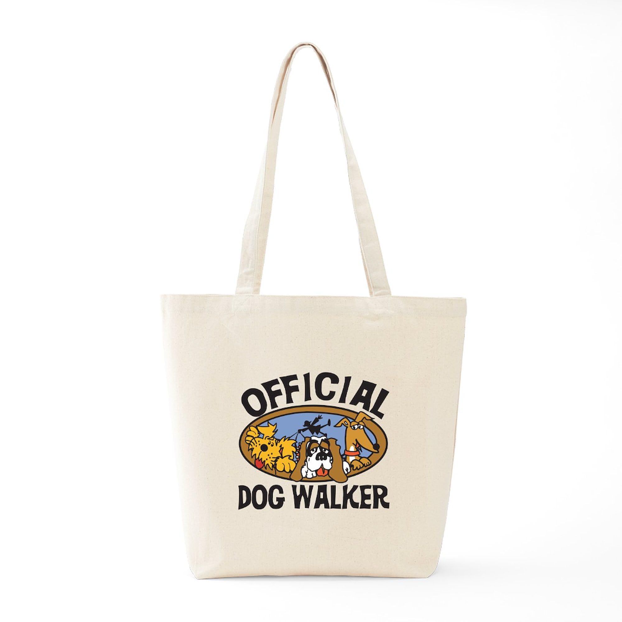 Official Dog Walker Tote Bag - Natural Canvas Reusable Shopping Tote for Pet Owners | Perfect for Dog Walking, Groceries & Beach Trips