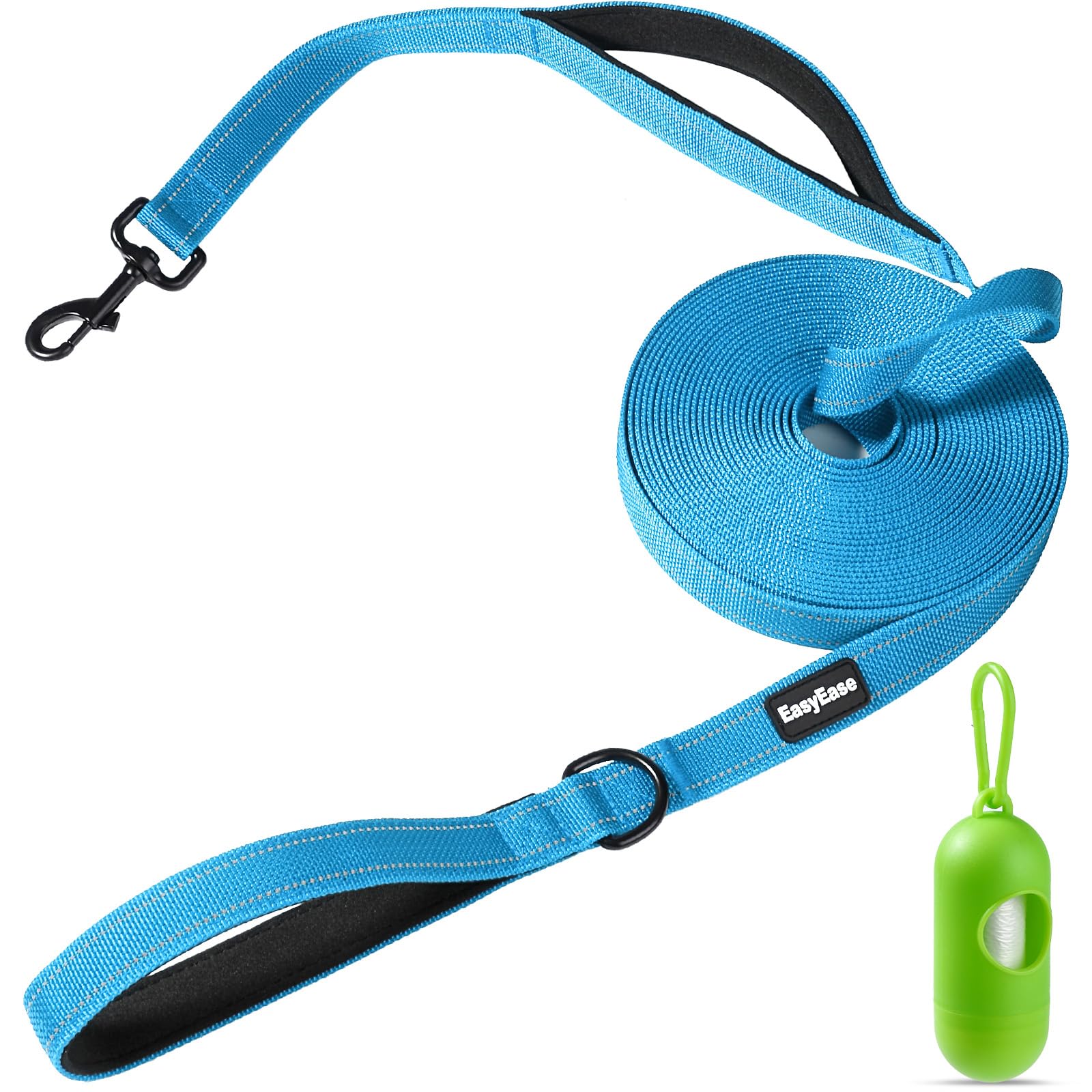 15FT Heavy Duty Reflective Dog Leash with 2 Soft Padded Handles - Durable Training & Walking Lead for Large, Medium & Small Dogs - Perfect for Night Walks, Jogging & Outdoor Adventures