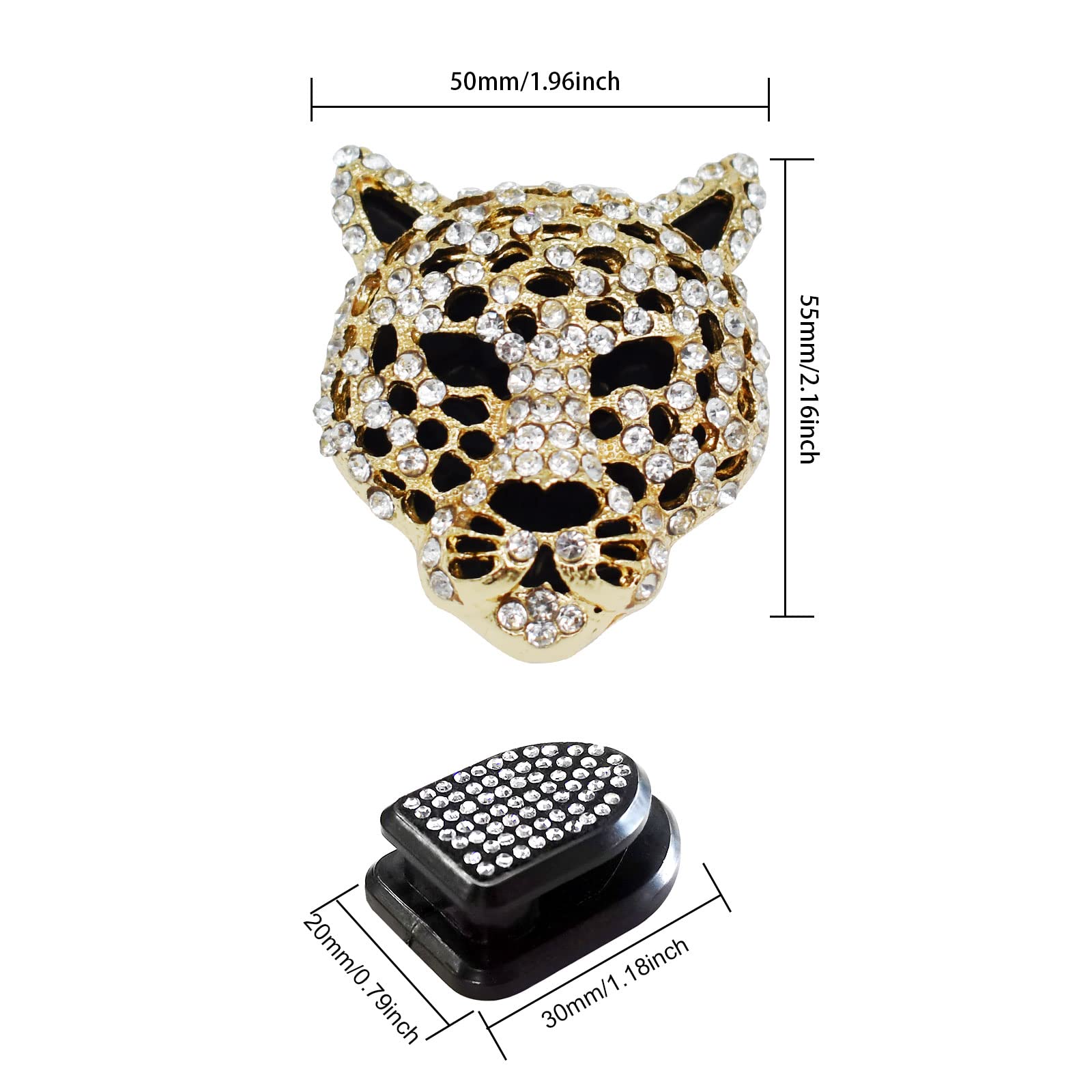 Crystal Leopard Car Air Freshener Vent Clips - Rhinestone Bling Car Diffuser & Interior Decor Accessories for Women (Golden) | Perfect for Sedans, SUVs & Office Spaces
