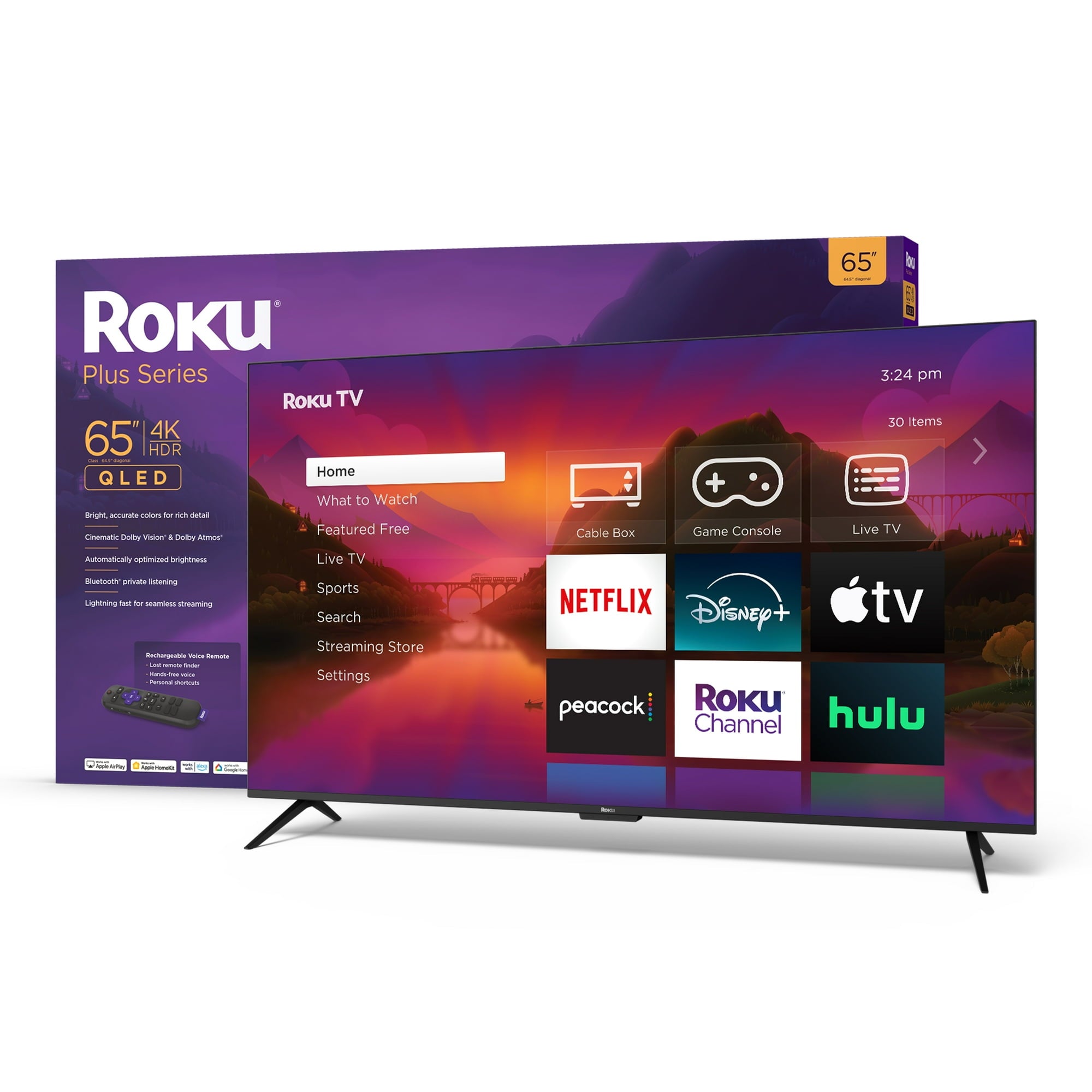 Roku 65 inch Plus Series 4K QLED Smart TV (65R6A5R) - Ultra HD Streaming, Voice Remote, HDR10+ | Perfect for Living Room Entertainment & Home Theater Setup