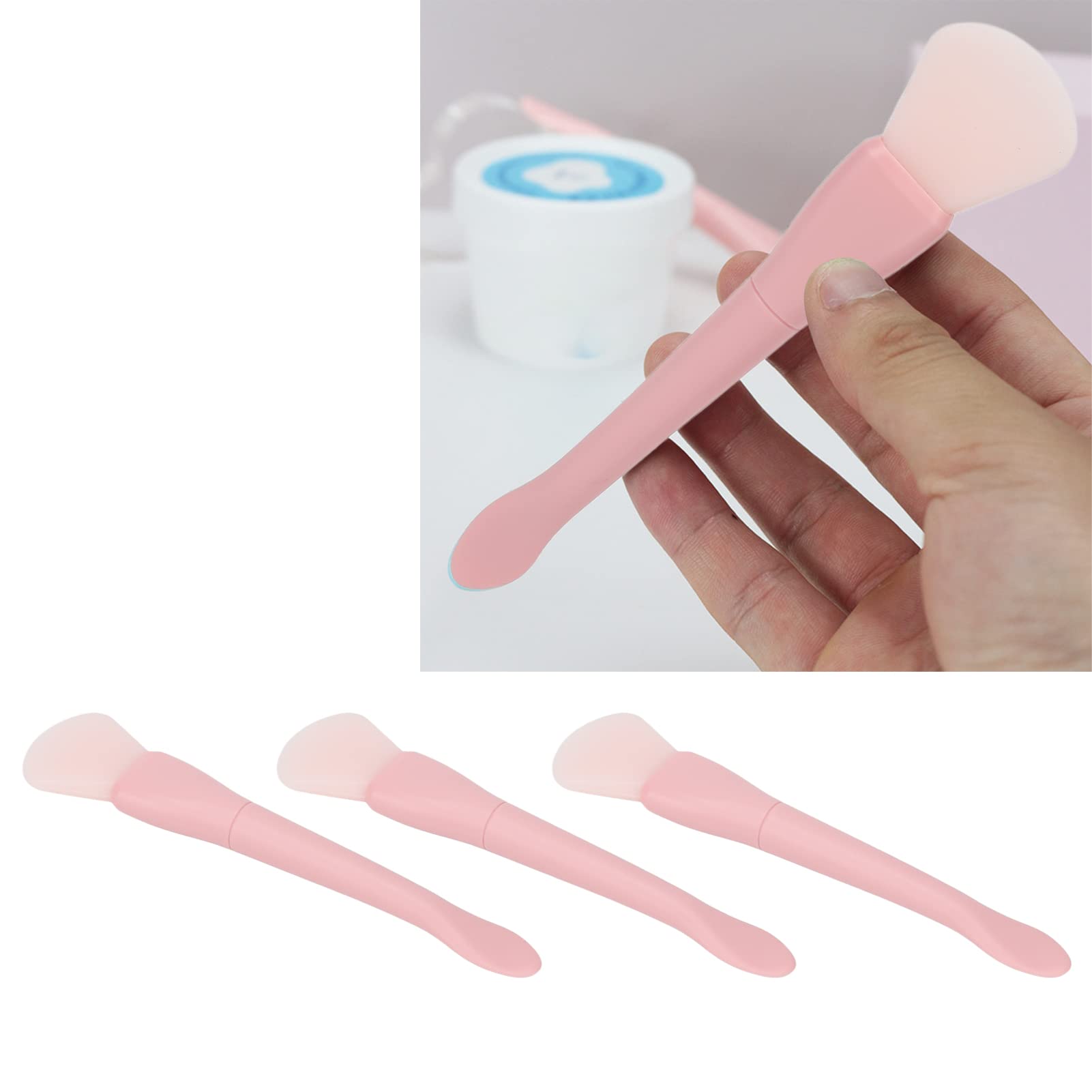 3PCS Double Head Silicone Mask Brush - Soft Flexible DIY Face & Body Cream Applicator Tool for Mud Clay Masks, Lotions & Skincare - Perfect for At-Home Spa, Facial Treatments & Beauty Routines