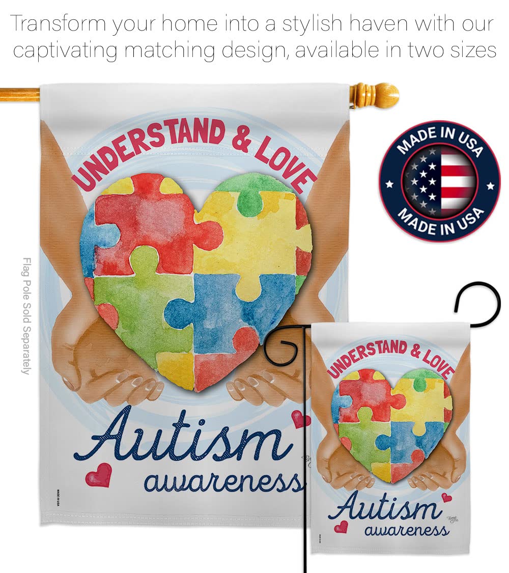 Autism Awareness House Flag 28x40in - Inspirational Support Decor for Outdoor & Indoor