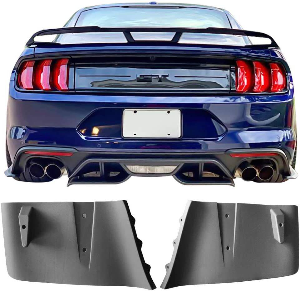 2018-2024 Ford Mustang GT Diffuser Valance Aero Foil Kit - Unpainted Matte Black Pair | Rear Bumper Upgrade for Enhanced Style & Aerodynamics | Perfect for Car Enthusiasts & Street Racing