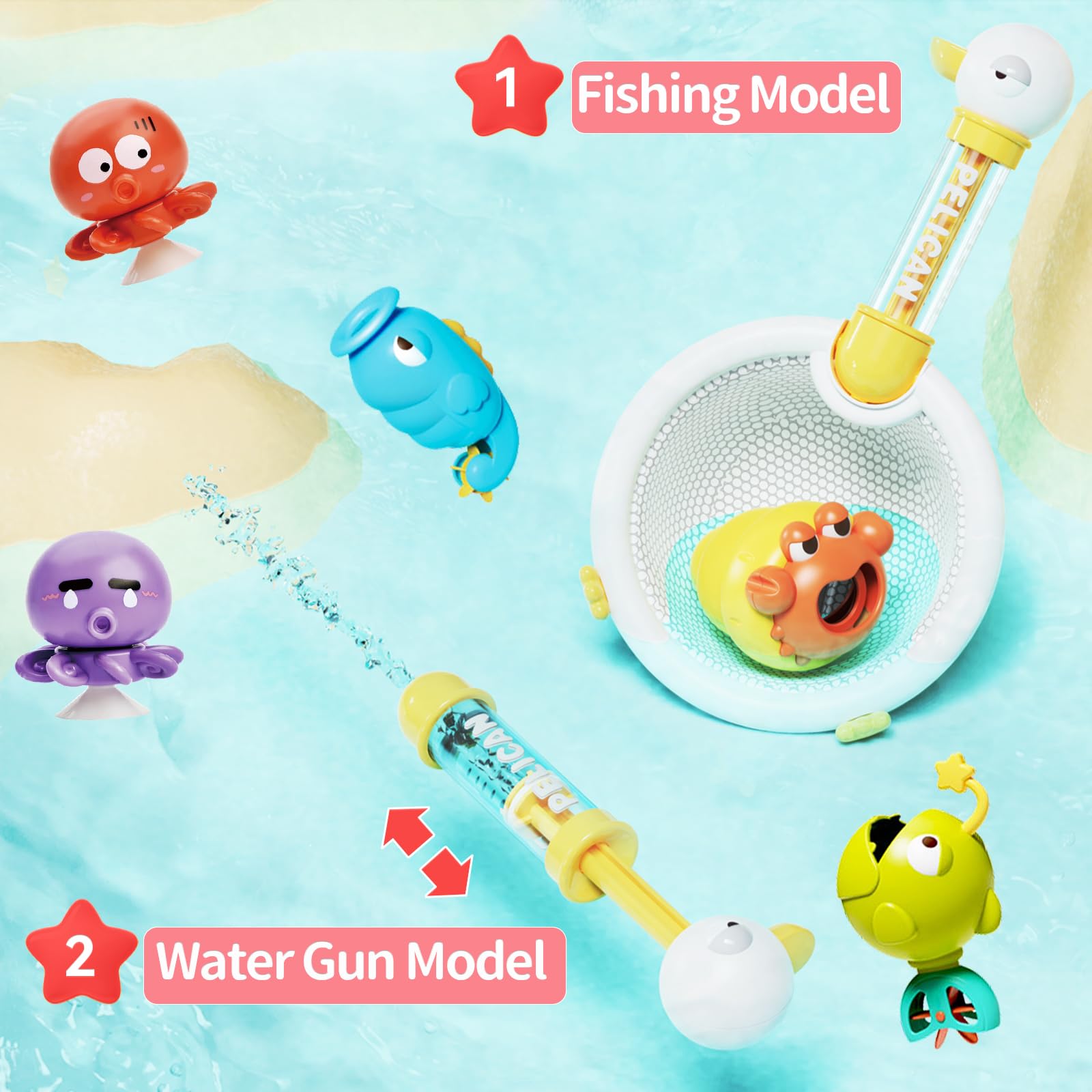 41 PCS Toddler Bath Toys Set with DIY Water Slide Track, Fishing Net & Floating Animals - Fun Bathtime Learning Toys for 1-5 Year Olds - Perfect for Baby Showers, Christmas & Birthday Gifts - Encourages Sensory Play & Motor Skills Development