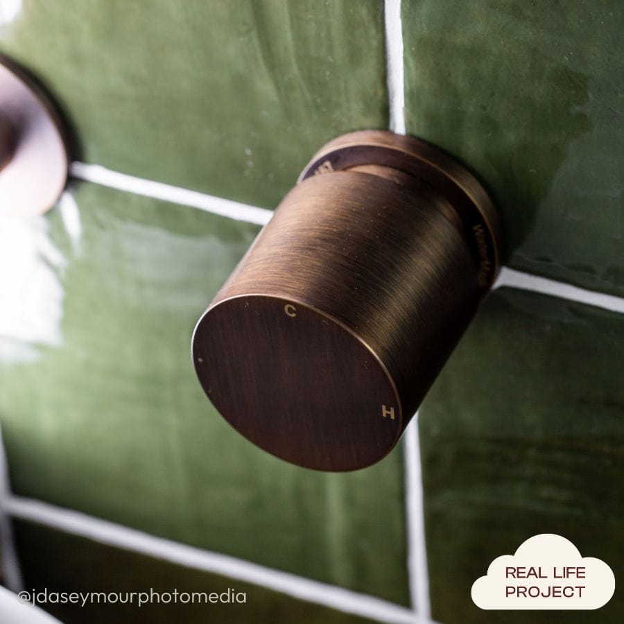 Vintage Round Wall-Mounted Progressive Mixer in Antique Brass - Perfect for Bathroom, Kitchen & RV Sink Faucet Upgrade