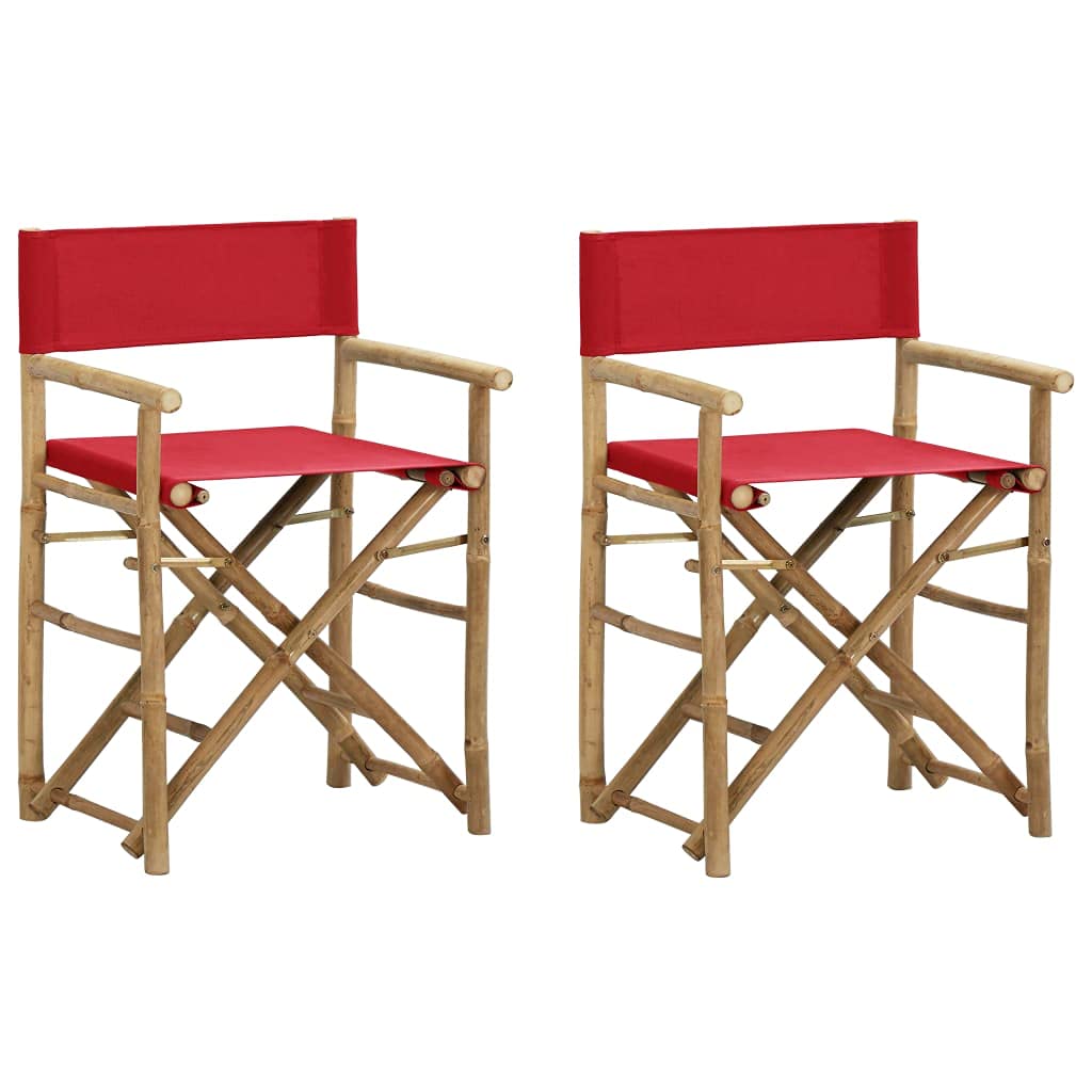 **2-Pack Bamboo & Fabric Folding Chairs - Portable Outdoor Director's Chair for Camping, Fishing, Garden & Patio - Lightweight & Durable (Brown/Red)**    **Usage Scenarios:** Perfect for backyard BBQs, beach trips, camping adventures, fishing excursions, and outdoor events.