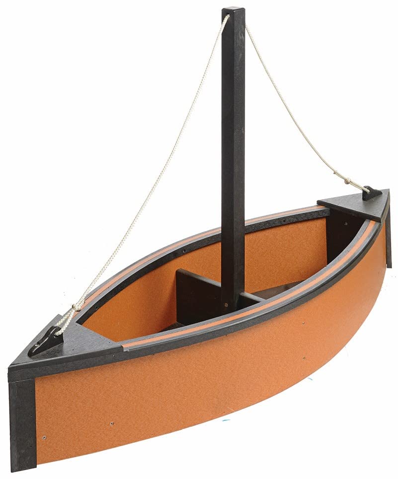 Furniture Barn USA Sailboat Planter - Cedar & Black Decorative Flower Pot for Indoor/Outdoor Garden, Patio, Balcony & Home Decor