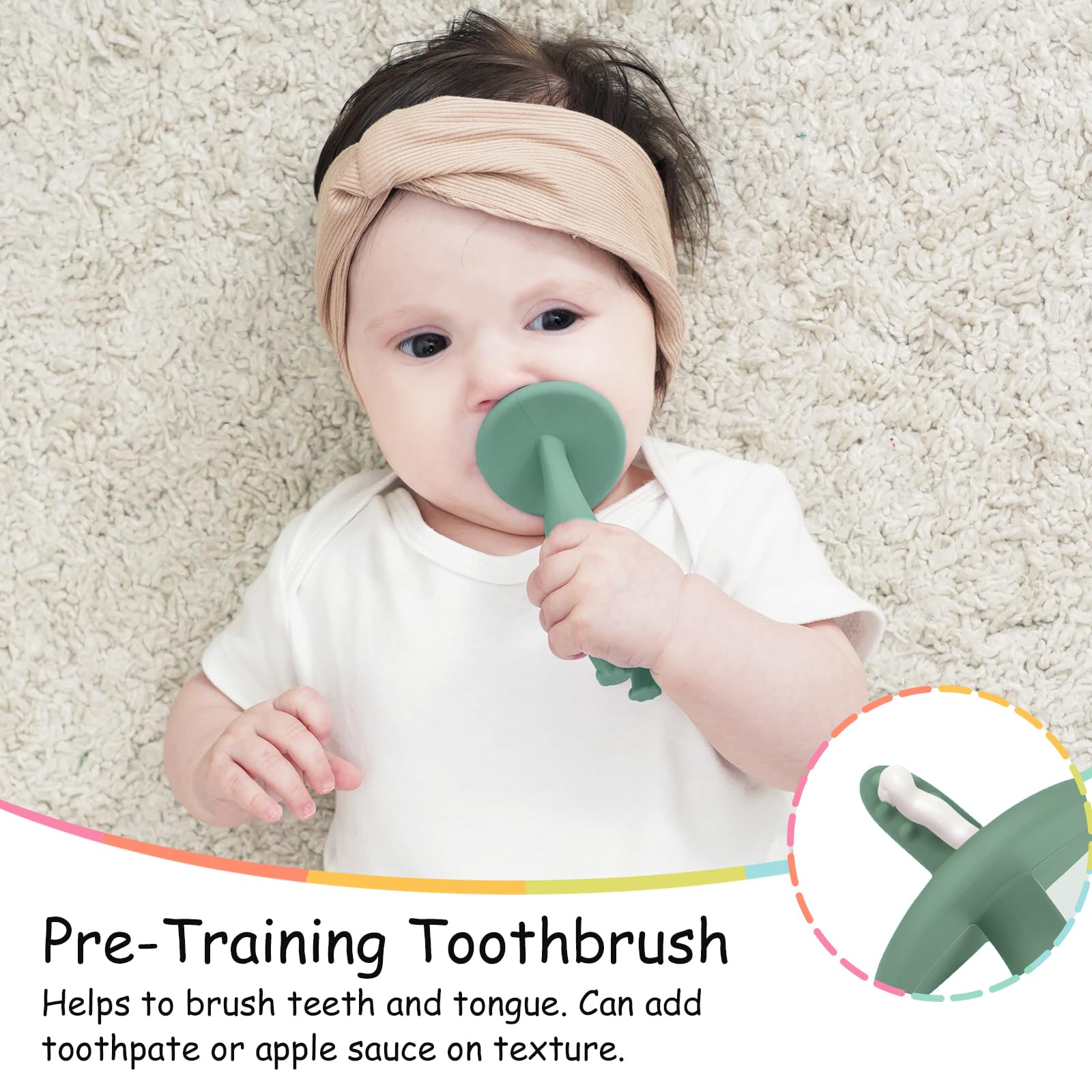 Mombella Dancing Elephant Teether Toy - Soft Silicone Baby Chew Toy with Strap & Clip for 3-12 Months - Freezable Teething Relief for Infants - Perfect Newborn Gift (Light Green) | Ideal for Soothing Sore Gums During Playtime & Travel