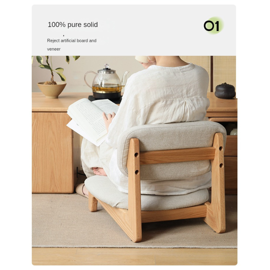 Japanese Style Oak Solid Wood Tea Chair - Handcrafted Traditional Tea Ceremony Chair for Zen Garden, Meditation & Home Decor