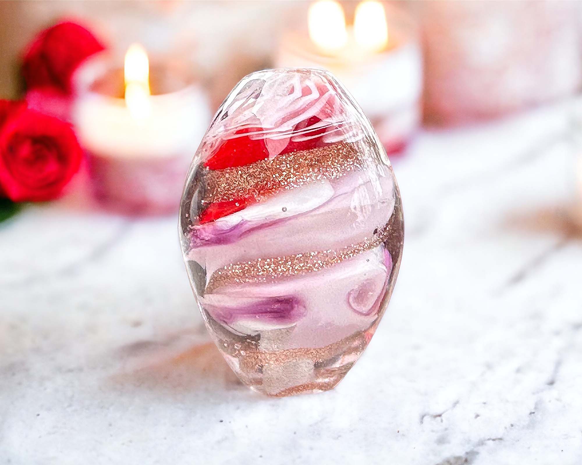 Valentine Swirl Lampwork Glass Focal Bead - Handmade SRA Artisan Bead for Jewelry Making, DIY Crafts, Necklace & Bracelet Designs - Perfect for Valentine's Day Gifts & Romantic Jewelry Projects