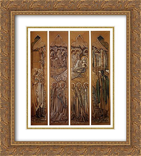 Edward Burne-Jones Stained Glass Nativity Art Print - 20x22 Gold Ornate Framed Museum Quality with Double Matting | Perfect for Church Decor, Christmas Home Décor & Religious Gift Giving