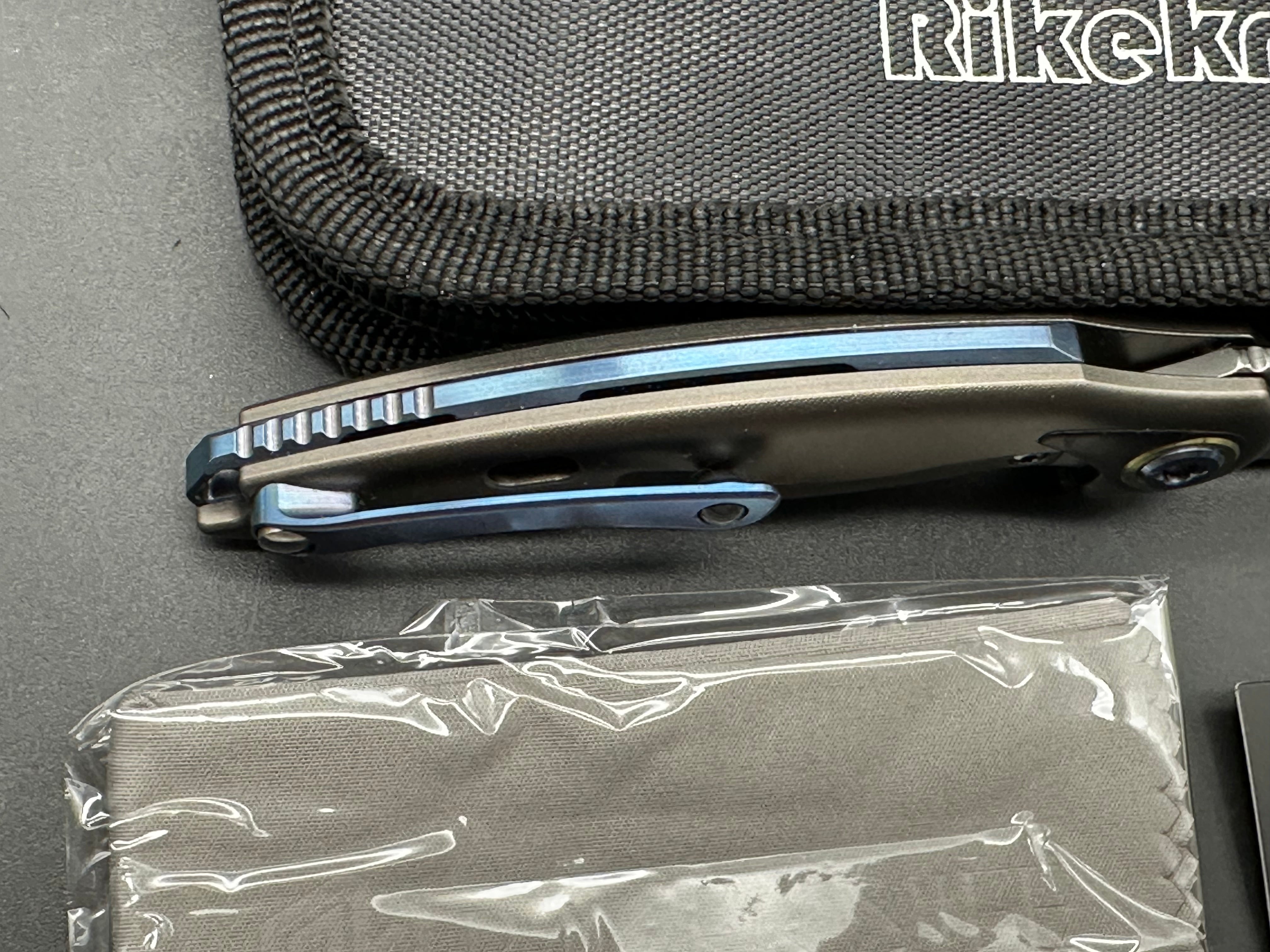 Rike Knives Unicorn Folding Pocket Knife - M390 Steel Blade, Black/Blue Carbon Fiber Handle - EDC, Outdoor, Camping, Hunting, Survival Gear