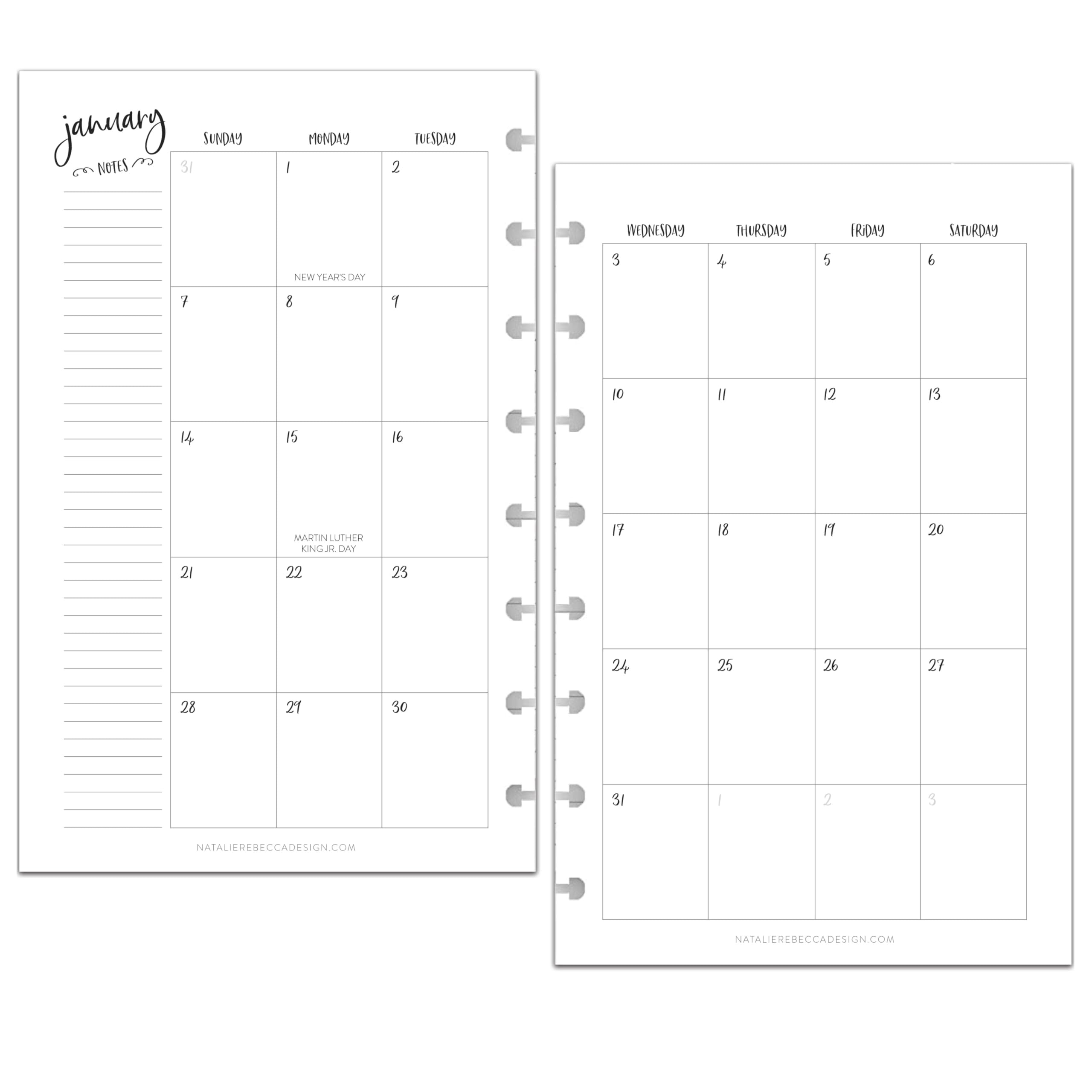 BetterNote 2025 Monthly Planner Refills for Discbound Notebooks - Compatible with Happy Planner, Levenger Circa, Arc Staples, TUL Office Depot & InkWell Press (Whimsy Design, 8-Disc, 5.5