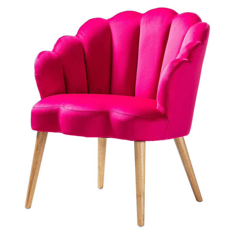 Ariel Scalloped Velvet Armchair - Luxurious Velvet Upholstered Accent Chair for Living Room, Bedroom & Office - Elegant Home Decor Furniture for Comfortable Seating