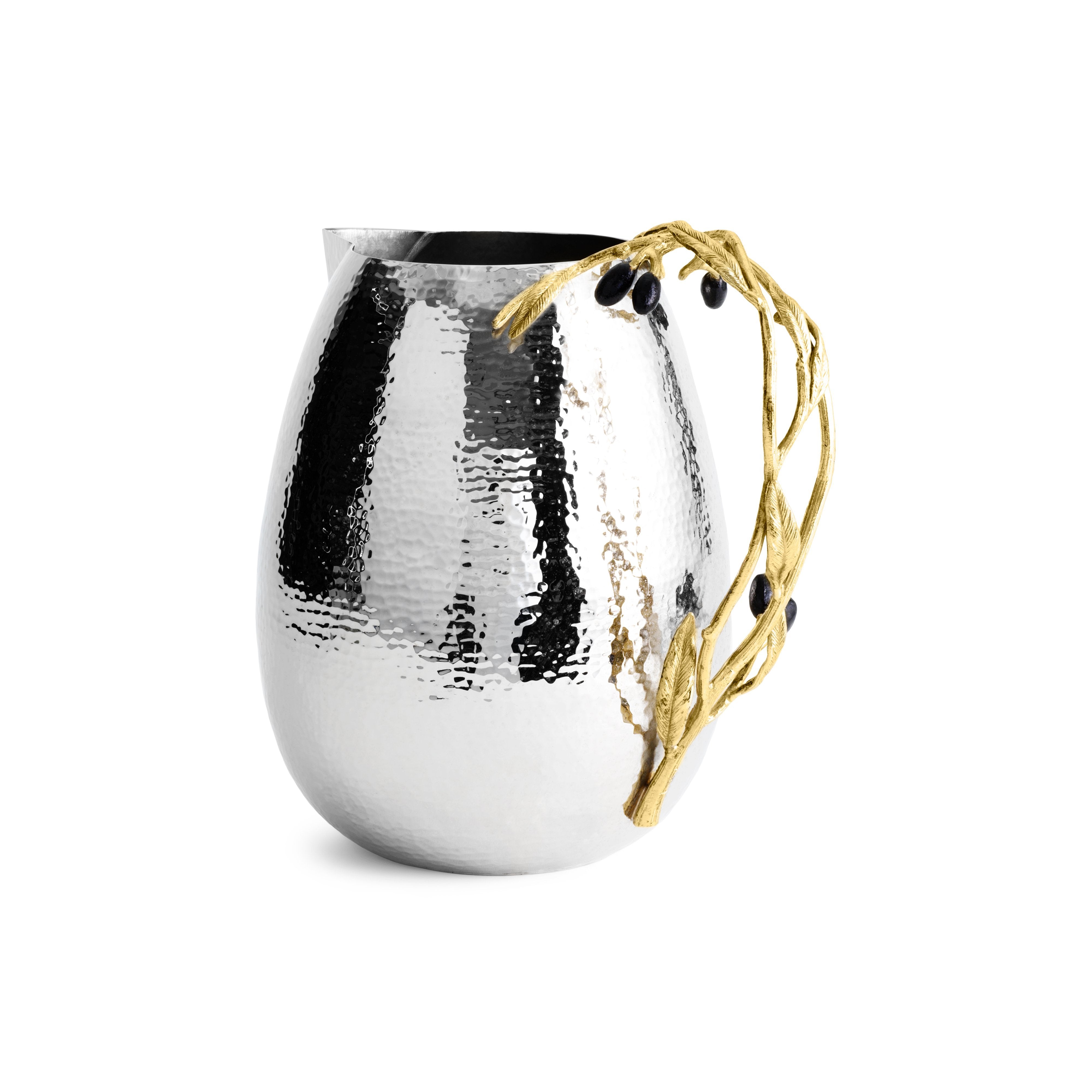 Premium Olive Branch Pitcher - Elegant Glass Water Pitcher with Handcrafted Olive Branch Design - Perfect for Home Decor, Dinner Parties & Outdoor Entertaining