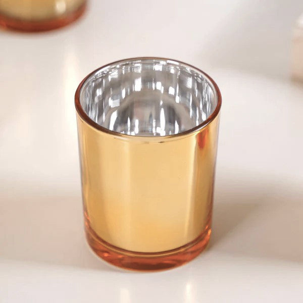 10 Pack Gold Glass Votive Tealight Candle Holders - Elegant Mercury Glass Wedding Decor, Valentine's Day Party Supplies, Bridal Shower & Baby Shower Decorations - Perfect for Romantic Dinners, Centerpieces, and Special Events