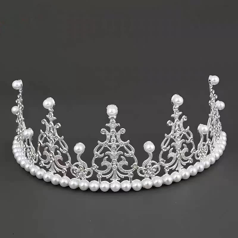 Elegant Silver Metal Pearl Cake Topper for Birthday & Wedding - Shining Crown Cake Decorations for Party, Anniversary & Special Celebrations