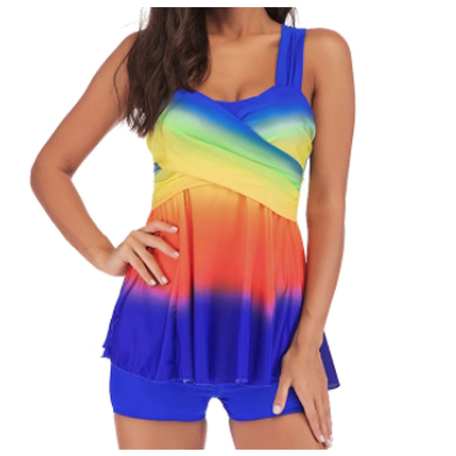 Plus Size Women's Tankini Swimsuits - Padded Two Piece Bathing Suits for Women, Beach & Pool Swimwear for Curvy Figures | Perfect for Vacation, Swimming, and Summer Beach Outings