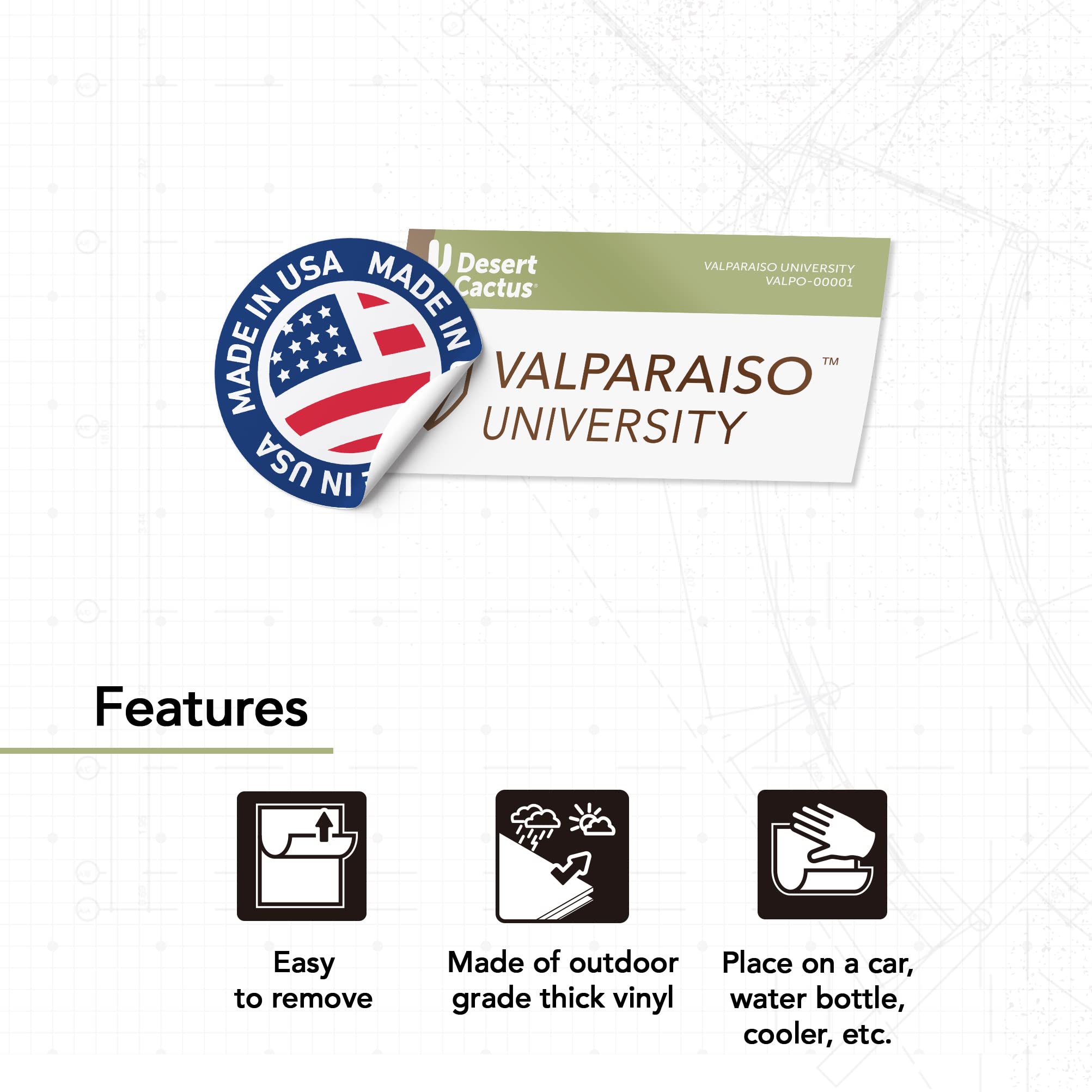 Valparaiso University Crusaders Vinyl Decal Sticker - Desert Cactus Design for Laptop, Water Bottle, Car & Scrapbook - VALPO College Pride Accessories - Perfect for Students, Alumni & Fans