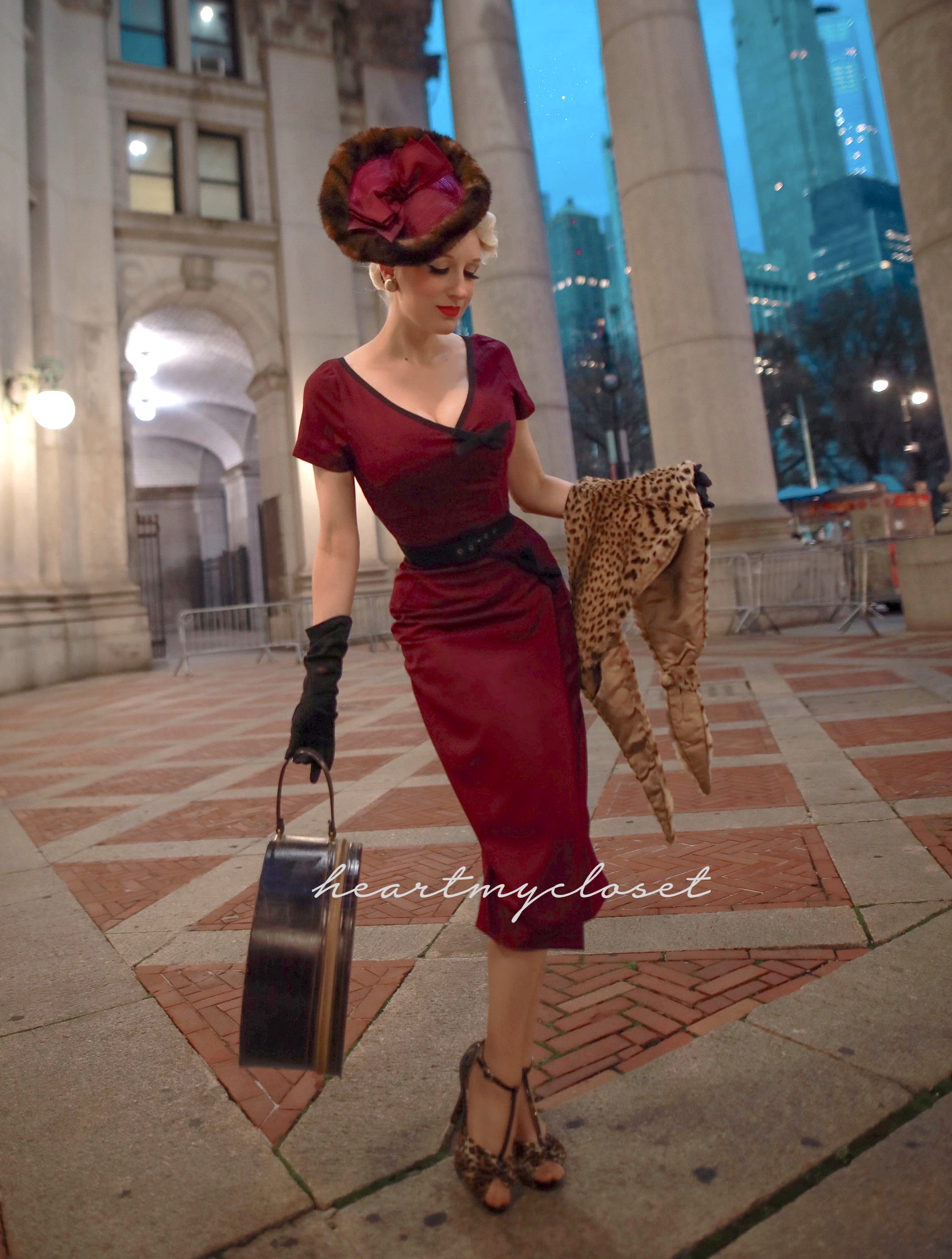 Vintage Bow Pencil Dress by Ashley - Retro Style Bodycon Dress for Women, Perfect for Parties, Date Nights & Special Occasions