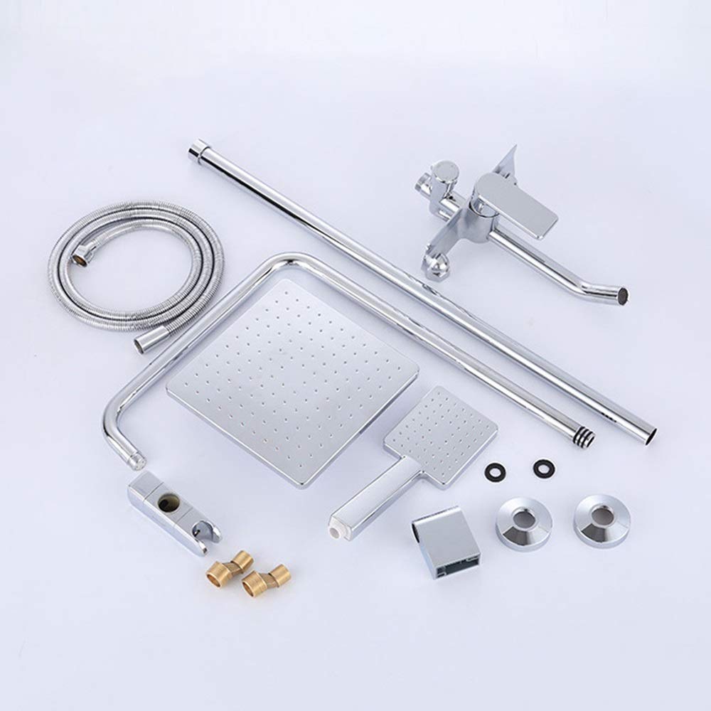 3 Modes Hot and Cold Brass Shower Faucet Set - 23cm Square Top Spray Shower System with Silver Shelf | Durable Bathroom Upgrade for Modern Homes (Perfect for Master Bath, Guest Bath & Spa Retreats)