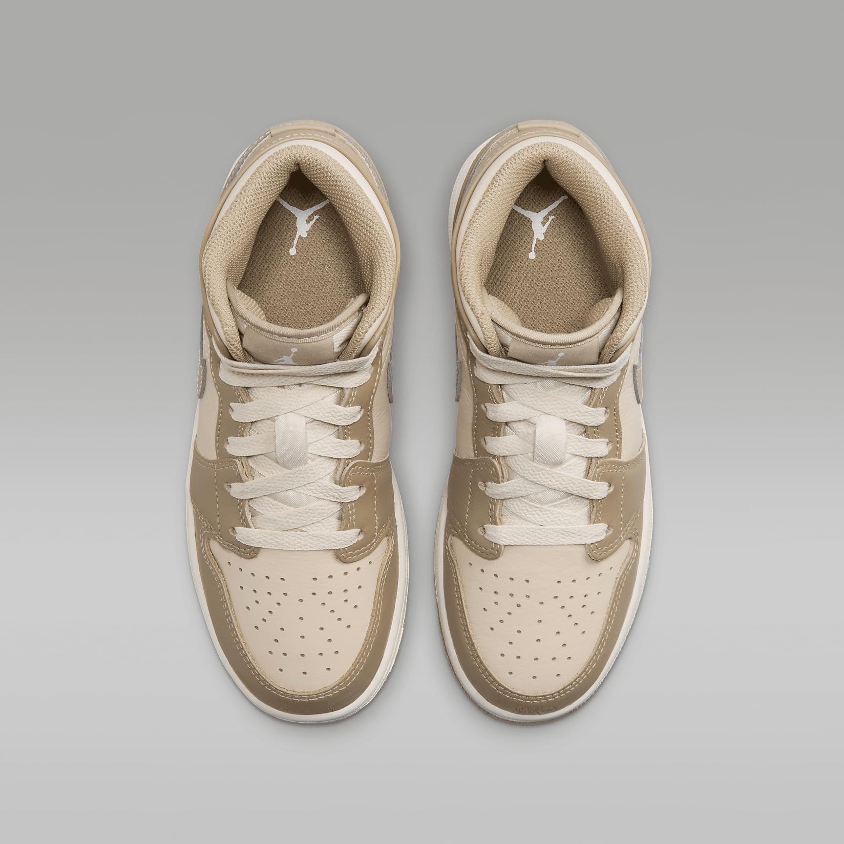 Jordan 1 Mid Legend LT Big Kids Sneakers - Brown/Khaki-Phantom (HF4781-203) - Size 7 | Comfortable Basketball Shoes for Boys & Girls | Perfect for School, Sports & Casual Wear
