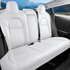 Premium Custom Seat Covers for Tesla Model Y & 3 - Luxury NAPPA Litchi Vegan Leather, Breathable & Comfortable Car Seat Protectors - Perfect for Daily Commute, Road Trips & Enhancing Interior Style