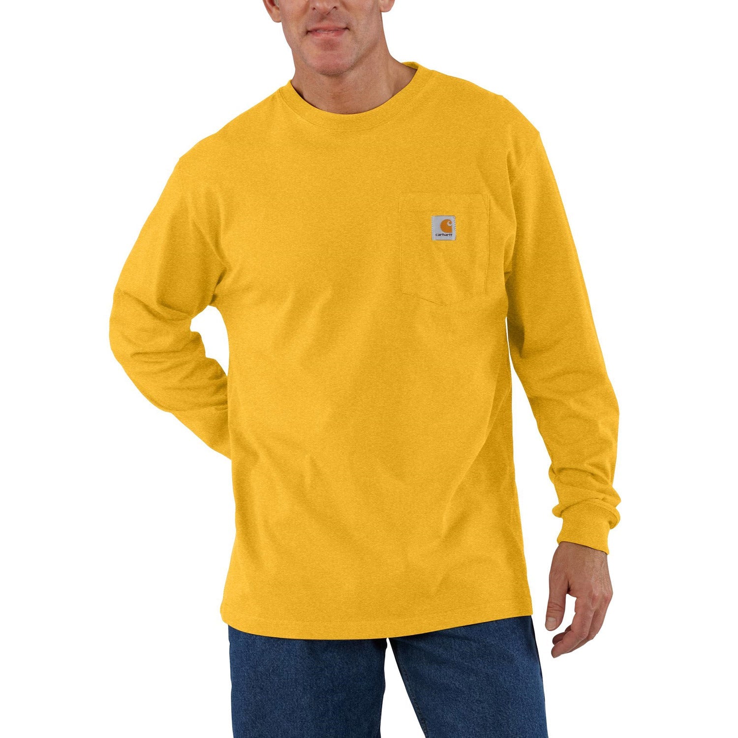 Carhartt Men's Long Sleeve Pocket T-Shirt - Honeycomb Heather | Durable Workwear for Construction, Outdoor & Casual Wear