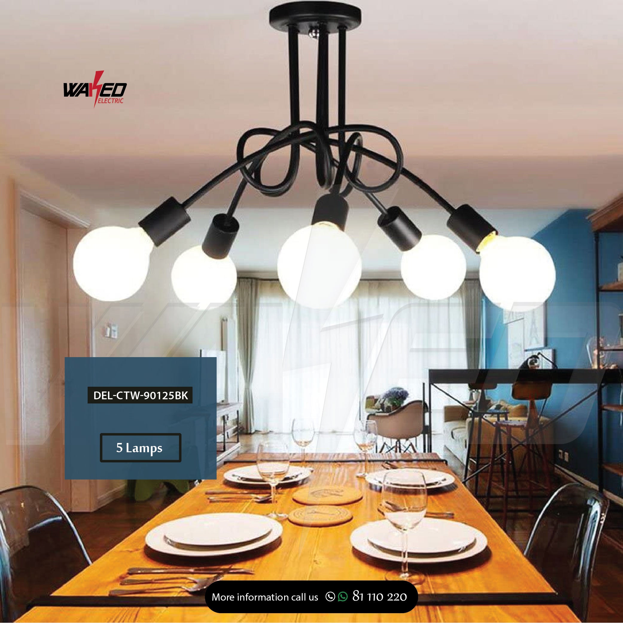 5-Light Modern Chandelier - Elegant Crystal Ceiling Light Fixture for Dining Room, Living Room & Bedroom Decor