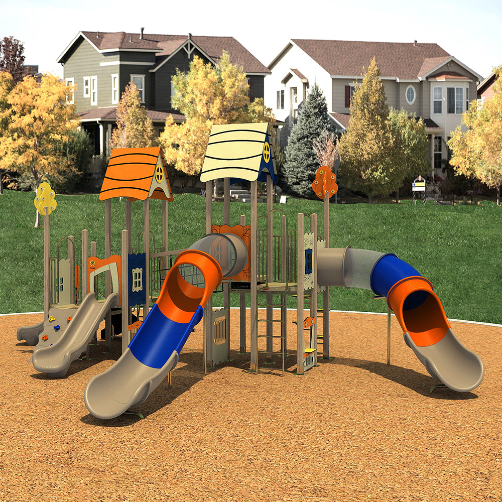 Mini Cascades Eco Wood Playground Set - Durable ADA Compliant Outdoor Play Equipment with UV Resistant Design for Preschools & Daycares - Perfect for Backyards, Parks, and Early Childhood Development Areas