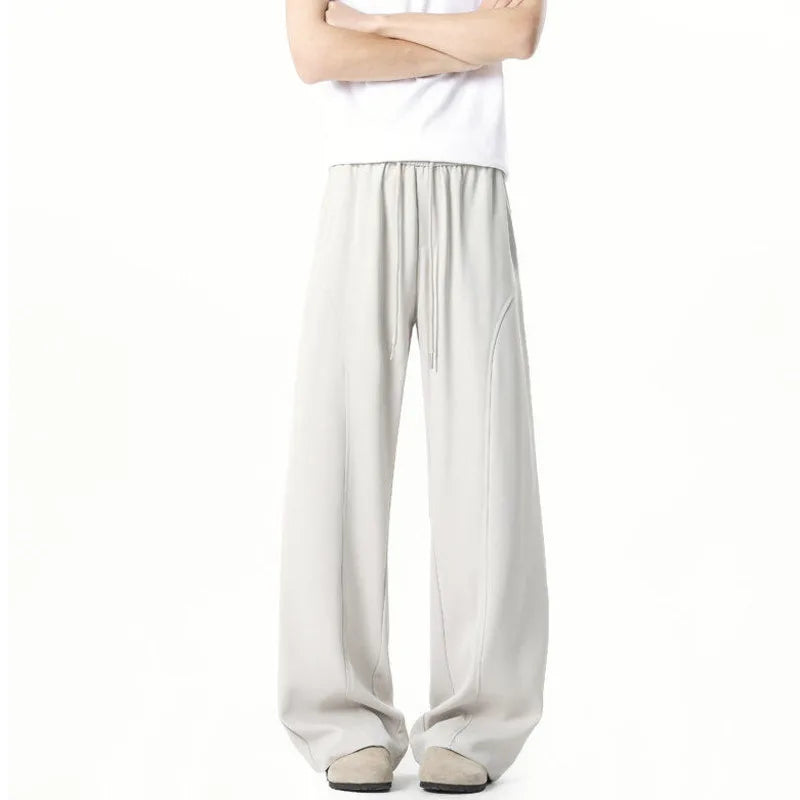 Stylish American Men's Suit Pants - Straight Leg, Solid Color, Elastic Waist Trendy Trousers for Business & Casual Wear | Perfect for Office, Weddings & Formal Events | Model 9W1882