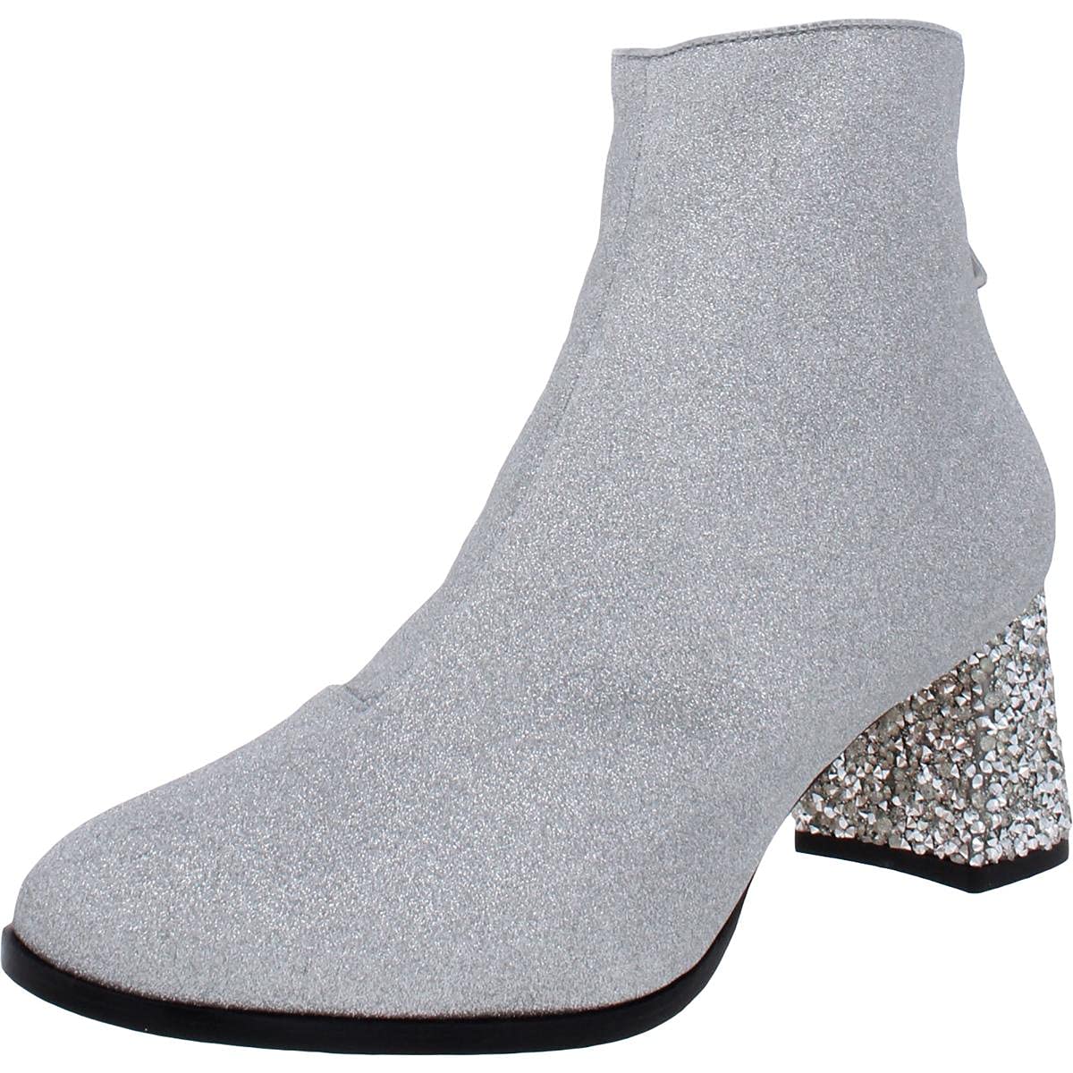 SOPHIA WEBSTER Women's Stella Leather Ankle Boots - Silver Size 36.5 Medium (B,M) | Fashionable Chunky Heel Booties for Women | Perfect for Party, Night Out & Office Wear