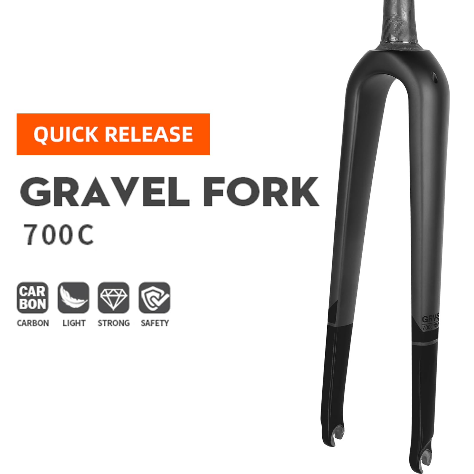 BUCKLOS 700C Carbon Fiber Gravel Road Bike Fork - QR 9mm/100 & 12mm Thru Axle, 1-1/8