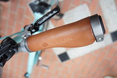 Premium Italian Leather Ergonomic Bike Grips for Brompton S-Type Handlebar - Brown (Mini-STR-L-BR) | Comfortable Cycling Accessories for Urban Commuters & Folding Bike Enthusiasts